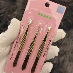 Kit 3 Pinças para Sobrancelha Aço Inox – Ponta Reta, Chanfrada e Agulha