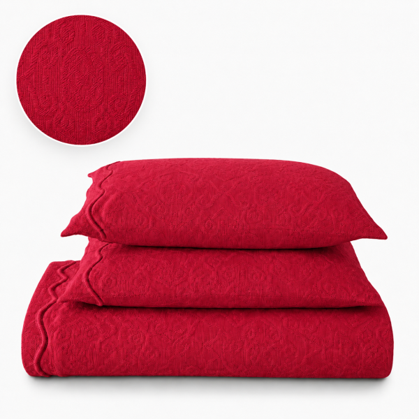 Kit Colcha Piquet Vermelho Cereja 100% Algodão Tognato