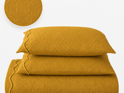 Kit Colcha Piquet Tognato Capela Amarelo Curry 100% Algodão | 7 Tamanhos