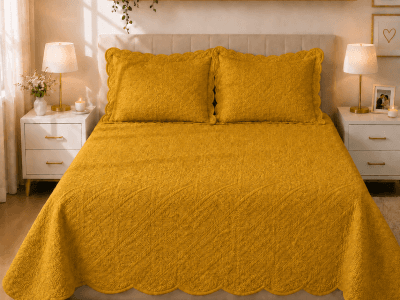 Kit Colcha Piquet Tognato Capela Amarelo Curry 100% Algodão | 7 Tamanhos