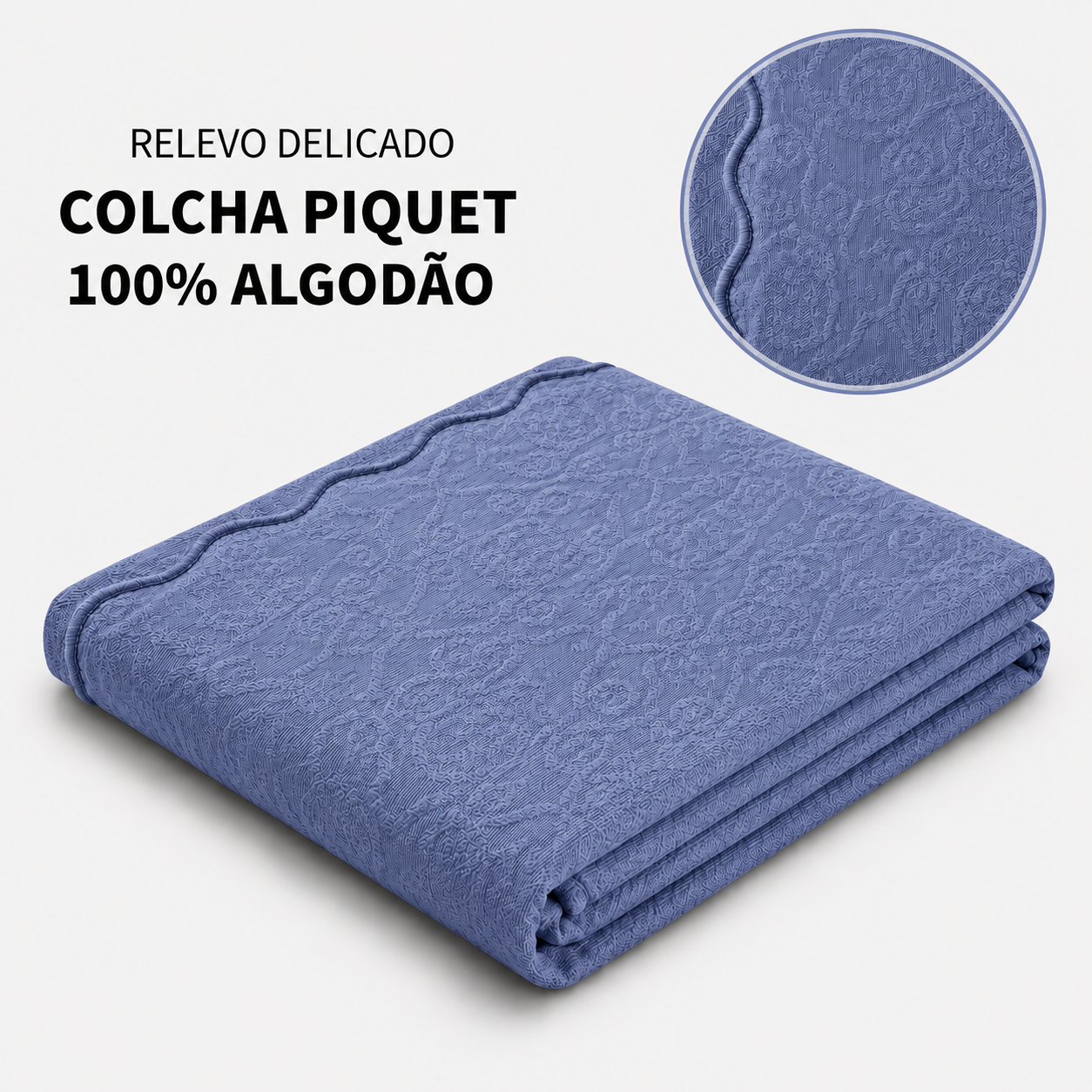 Colcha Piquet Tognato Capela Azul Índigo 100% Algodão