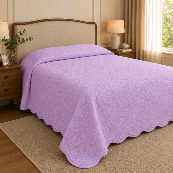 Colcha Piquet Lavanda Tognato Capela sobre a cama