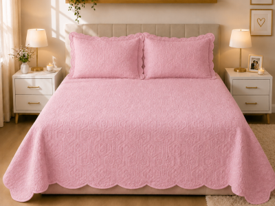 Kit Colcha Piquet Rosa Bambina Tognato Capela sobre a cama