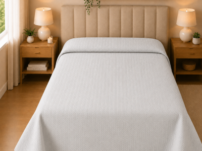 Colcha Piquet Tognato Tressê Branco sobre cama posta