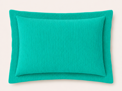 Porta Travesseiro Piquet Infinity Verde Caribe na cama posta