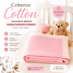 Cobertor Tognato Cotton 100% Algodão Berço Cor Rosa Bambina