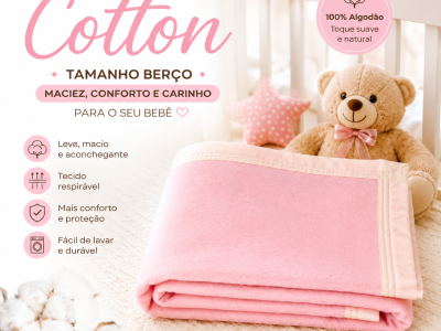 Cobertor Tognato Cotton 100% Algodão Berço Cor Rosa Bambina
