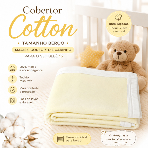 Cobertor Tognato Cotton Berço Amarelo