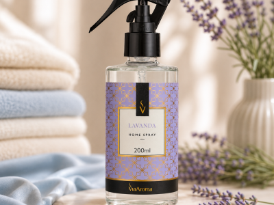 Água Perfumada Via Aroma Lavanda 500ml para Roupas, Lençóis, Cortinas e Estofados